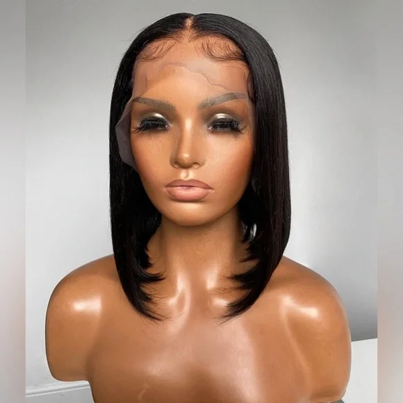 12” Straight Wig13x4 Medium Brown Lace Frontal100% Human Hair